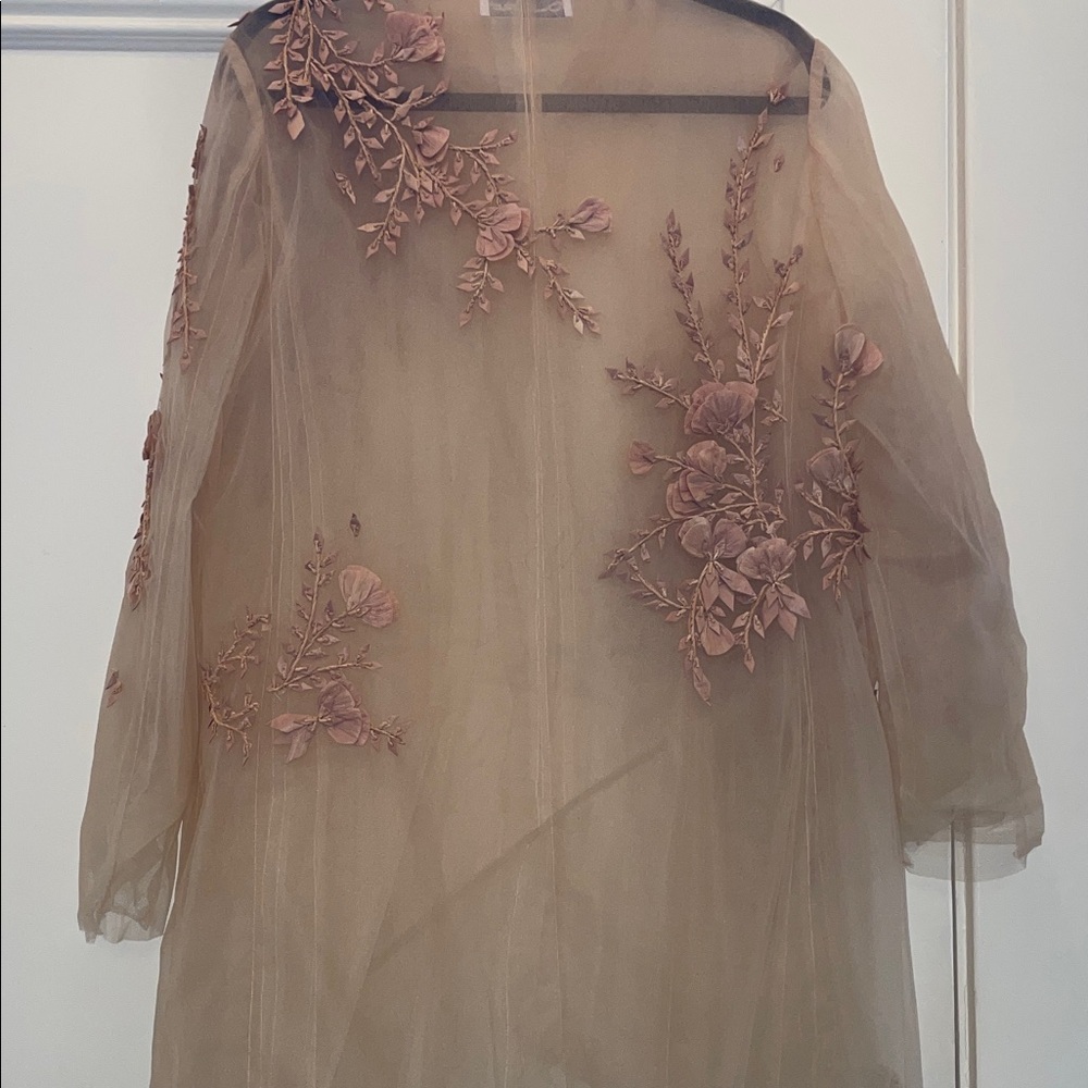 Oscar de la Renta tulle nude Floral embroidered jacket - Picture 8 of 8